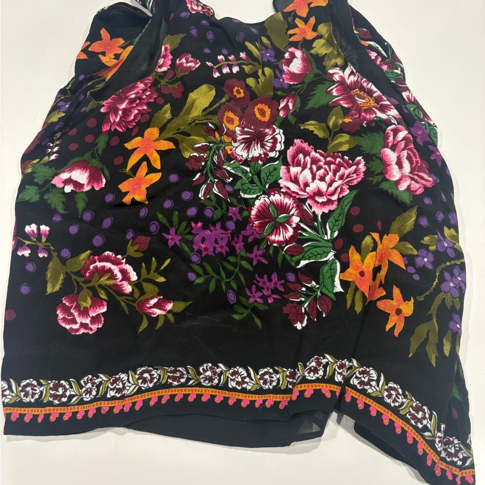 Zara Black Floral Halter Camisole with Pink, Orange & Purple Flowers